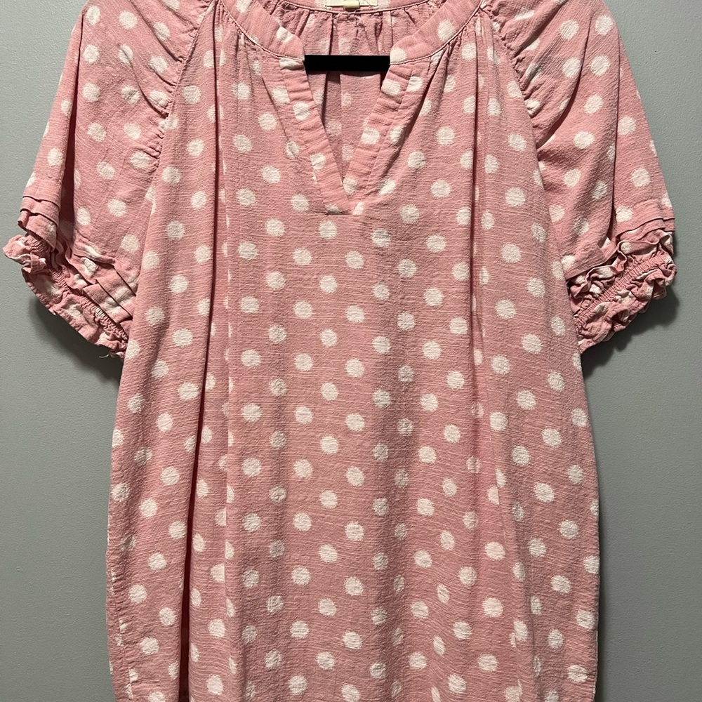 Elegant Pink Polka Dot Blouse
